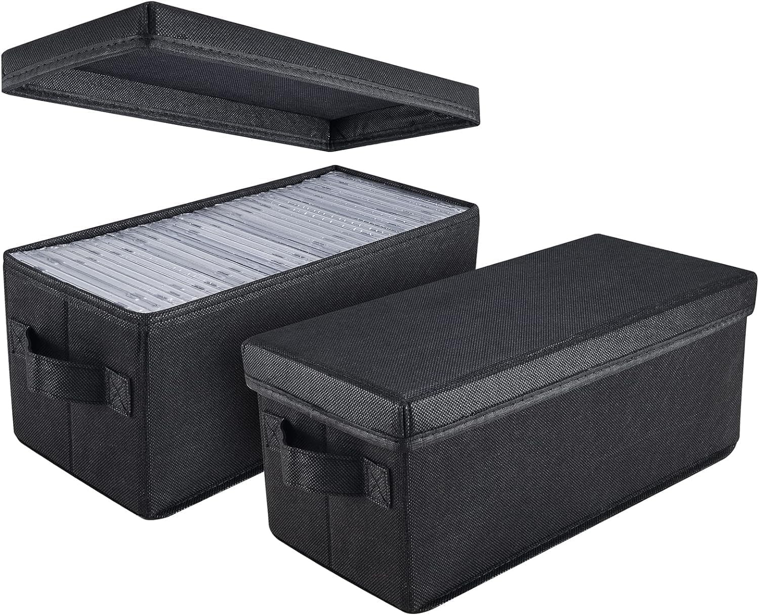 UENTIP CD Storage Boxes - Pack of 2 Case Holder - 13.2" 2pack-black, black