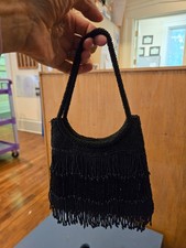 Vintage Black Beaded Purse Evening Bag