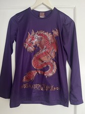 Vintage Jean Paul Gaultier Jpg Dragon tattoo Tribal Purple Red Long Sleeve Top
