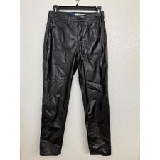 Old Navy Faux Leather Pants High Rise OG Straight Black Women's Size 0