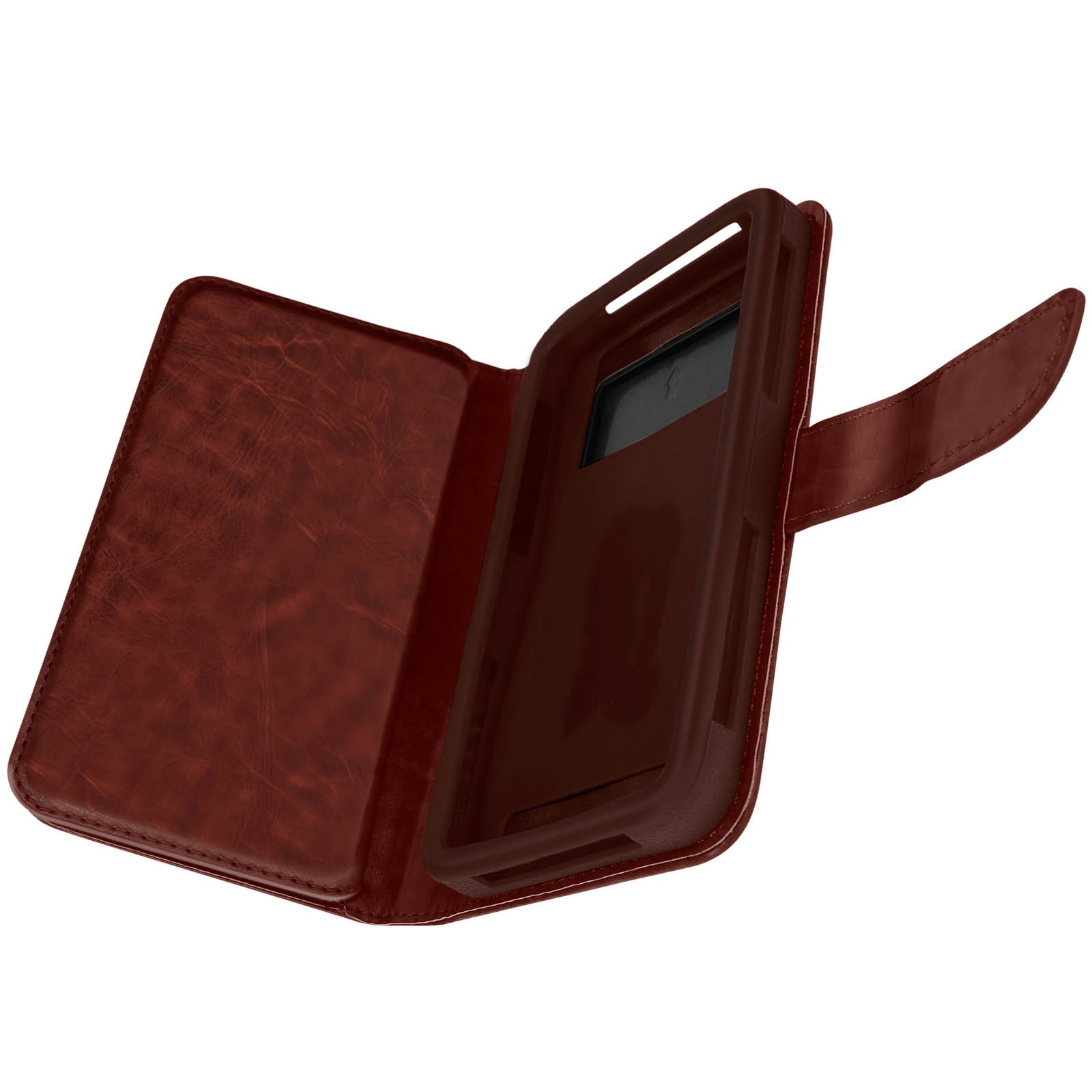 Étui portefeuille smartphone universel XXL marron avec porte-cartes