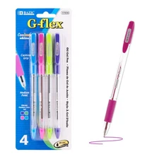 BAZIC 4 Color G-Flex Oil-Gel Ink Pen w/ Cushion Grip, pack of 24