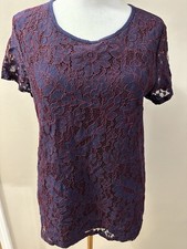 Market And Spruce Navy & Burgundy Lace Tee Size Medium