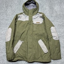 Burton Dryride Jacket Mens Medium Green Gray Hooded Ski Snow Insulated Vented