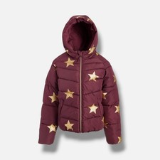 S Rothschild  Co Girl's Red Gold Star Foil Printed Puffer Coat Size L
