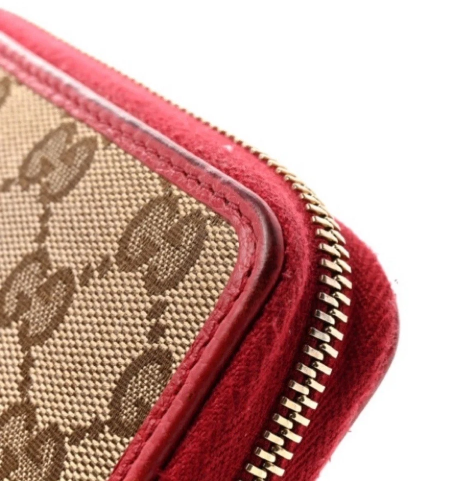 Cartera compacta Gucci monograma dólar piel de becerro cremallera alrededor beige ébano Rosso Foto 4 de 4