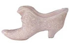 Vintage Fenton Art Glass Iridescent Opal  Pink Cat Head Slipper Shoe Excellent