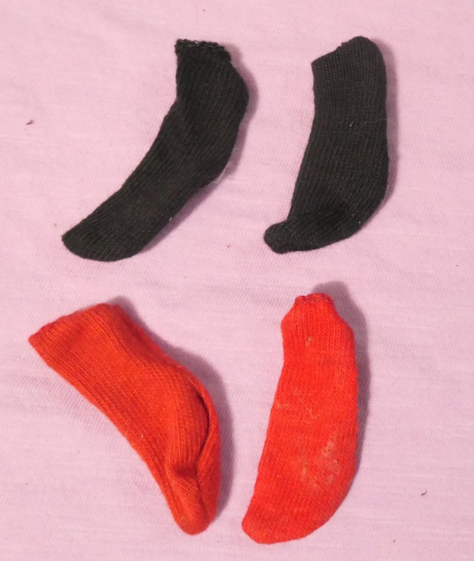 Vintage Ken Clothes - Vintage Ken Red Socks, White Socks