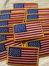 American Flag Old Glory Fully Embroidered Iron On Patch 3.25" x 1.75" Patriot 14