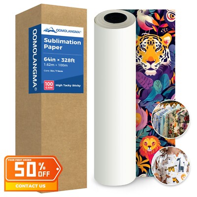 100g 64 x 328 Roll High Tacky Sticky Apparel Sublimation Paper Prevents Ghosting