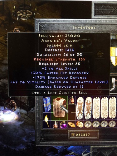 DIABLO 2: RESURRECTED✅ Arkaine's Valor, Unique Balrog Skin +2 ALL SKILLS ✅ PC SC