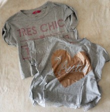 2 Tops, Oberteile, Mädchen, Gr. 158, Grau, Bedruckt, gebraucht