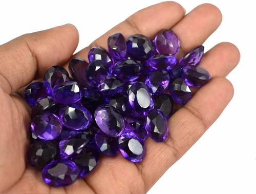 Brazilian Lab-Created Violet Amethyst Gemstone Lot 102-5002 Ct Oval Cut - Picture 14 of 23