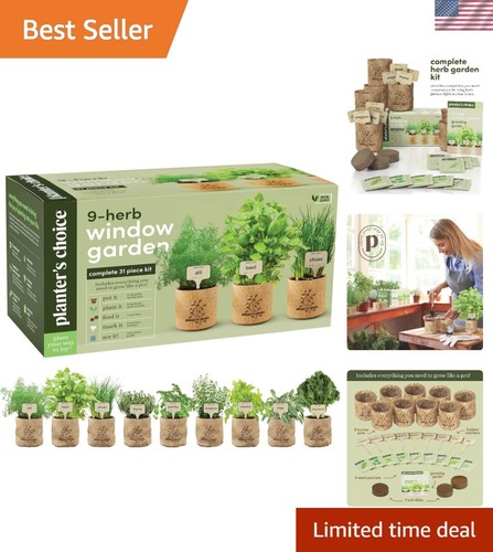 9 Herb Indoor Window Garden Kit - House Plants Seeds - Best Unique Easter Gift