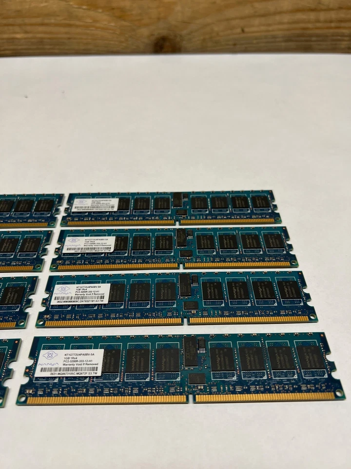 Lot of 8 PC2-3200R-333-12-H1 8GB (8x1GB) DDR2 SDRAM NT1GT72U4PA0BV-5A Nanya - Image 4 of 4