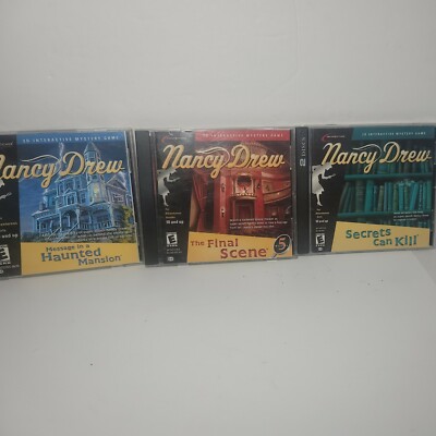 Nancy Drew  3-D Interactive Mystery Games Set Lot of 3 2000, 2001 VTG PC
