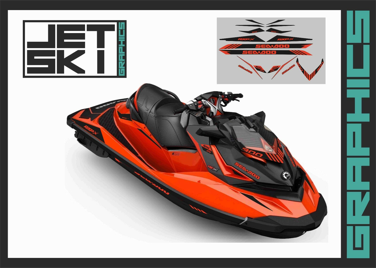 SEADOO RXP 300 Graphics Kit Decals Sticker set for jet ski vinyl wrap