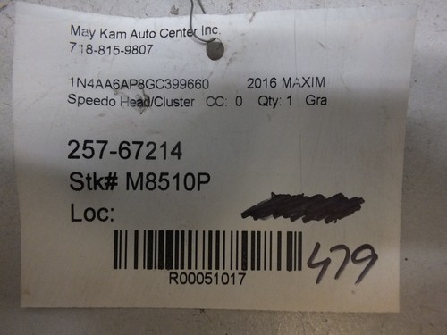 16 17 2016 2017 NISSAN MAXIMA SL 3.5L INSTRUMENT CLUSTER 24810-4RA0A #479 - Picture 16 of 16