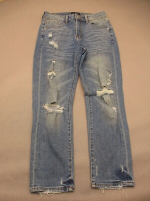 JUST USA Size 3 Womens Cotton Blend Stretch Distressed Straight Crop Jeans 106