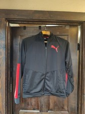 Puma Track Style Full Zip Black lightweight jacket W/Pockets Size Large