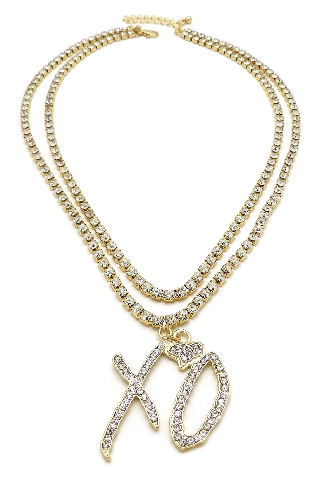 Iced Hip Hop Rapper XO Pendant w/ 3mm 16