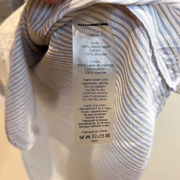 T Alexander Wang Merino Wool V Neck Layered Designer Sleeveless
