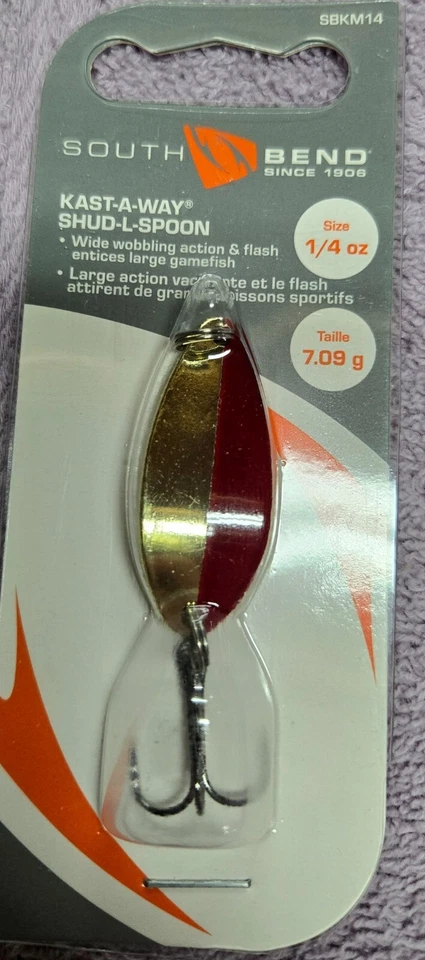 Paquete de 12 cucharas South Bend Kast A Way Shud-L 1/4 oz rojo dorado SBKM14-GRD, NUEVAS Foto 2 de 3