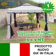 4 TELI LATERALI CHIUSURA DI RICAMBIO PER GAZEBO DA GIARDINO 3X3 POLIESTERE ROMA