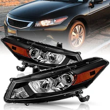 For 2008-2012 Honda Accord Coupe Projector Halogen Headlights Assembly Pair