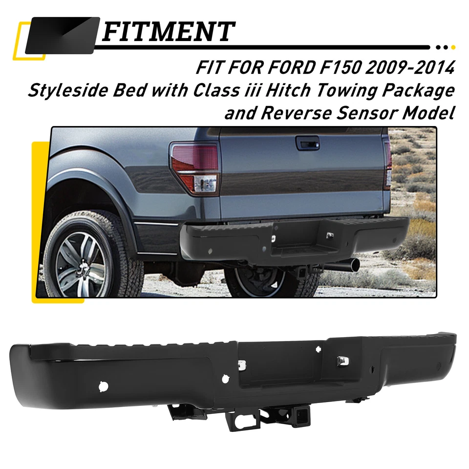 Rear Step Bumper For 2009-2014 Ford F-150 F150 Styleside with Tow Hook Hole Foto 3 de 4