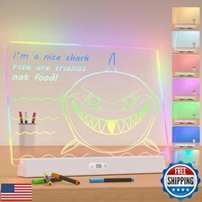 LED Note Board with Colors, Rechargeable 9-Mode Light Up Acrylic Dry Erase Bo