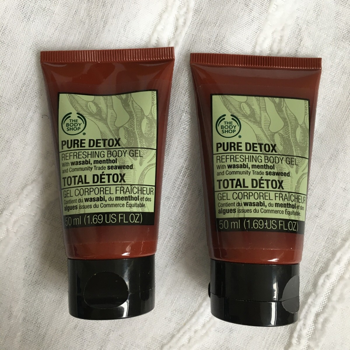 NEW 2 x The Body Shop Pure Detox Refreshing Body Gel 50ml 1.69oz 