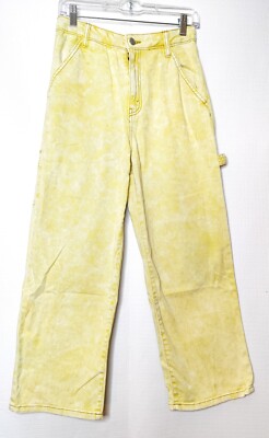 Wild Fable Women's Yellow Distressed Carpenter Jeans Highest Rise Utility Size 3