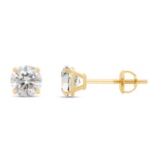 Solid 10K Yellow Gold Real Moissanite Stud Earrings Pass Diamond Tester 1.20ct