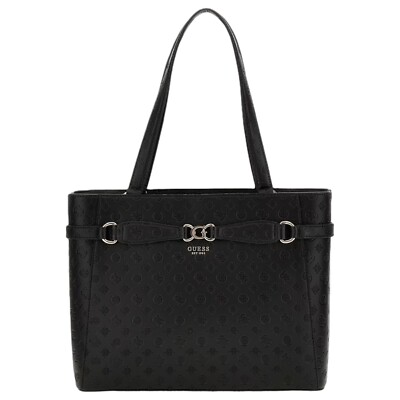 Women's Guess Arlena Micro 4G Logo Peony Leather Black Shopper