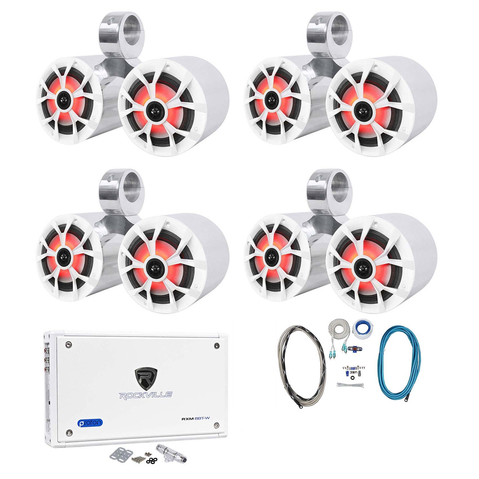 4 Двойные светодиодные динамики для морского вейкборда Rockville RKL65MBW мощностью 65 ВТ Усилитель Комплект усилителей