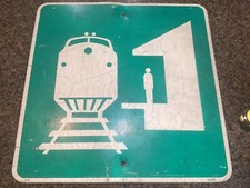 Vintage Amtrak 24" X 24" Aluminum Railroad Depot Station Sign