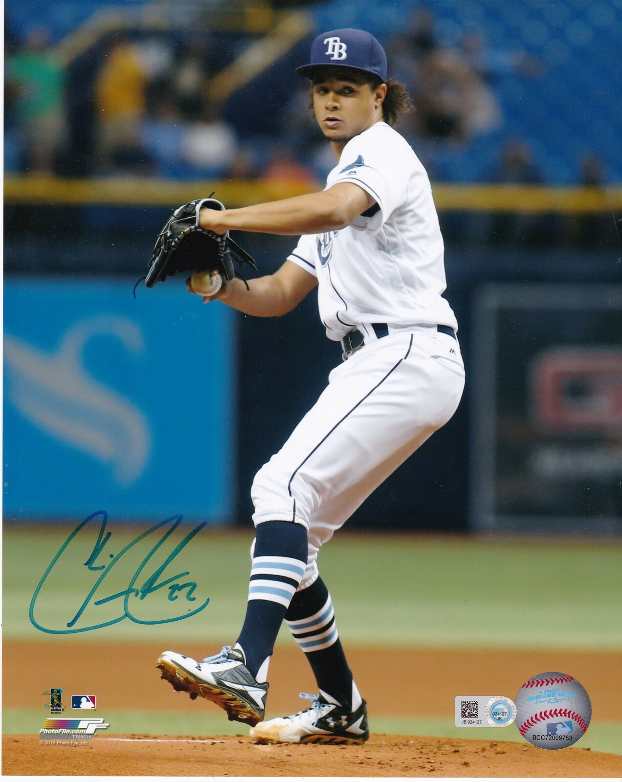 CHRIS ARCHER TAMPA BAY RAYS MLB AUTHENTICATED ACTION SIGNED 8x10 
