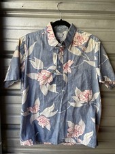 Vintage 1970's Hawaiian Style Hawaii Reverse Print 1/2 Button Shirt Men's M