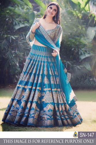 Print Silk Lehenga Choli Indian Wedding 