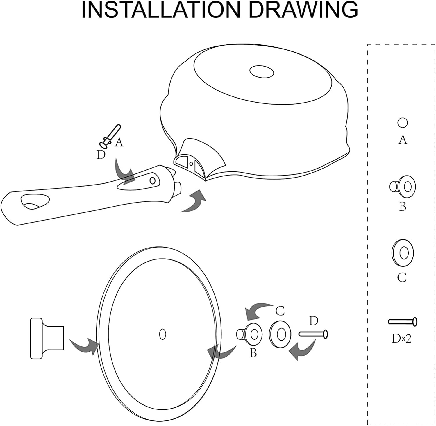 Vinchef Nonstick Deep Frying Pan Saute Pan with Lid, 12In/5.5Qt Fry Pan, German 