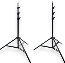 Two 8' 4-Section Photography Light / Backdrop Stands with 10mm / 3/8  Stud Black