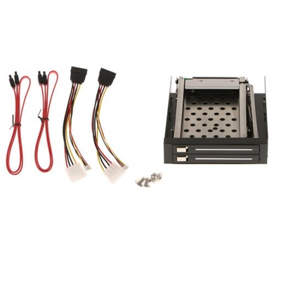 Dual Bay 2,5'' SATAII Festplatte HDD SSD Trayless Caddy Internal Mobile Rack