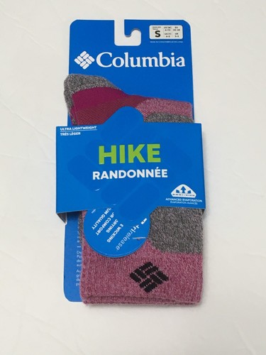 Columbia Single Pair Small Hiking Ultra Lightweight Crew Socks - Wild Fuchsia - Picture 2 of 2