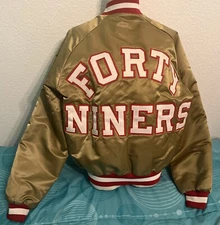 Vintage NFL Chalk Line San Francisco 49ers Satin Spell Out Jacket Size Medium