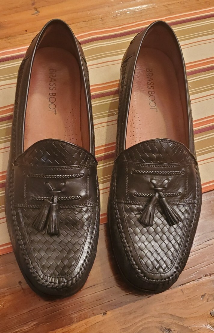 UEC BRASS BOOT PIETRO W/ Tassels BLACK LEATHER 13 M #95456  display picture 3