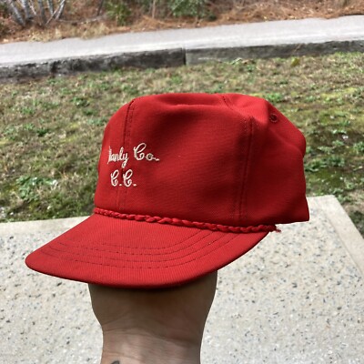 Vintage Stanley Co Trucker Hat Red Retro Strap Back Flat Bill Hat