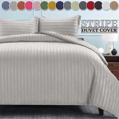 FREEMAN BEDDING Stripe Duvet Quilt Covers Luxury Egyptian Bedding Set Single Double King Sizes