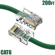 200FT Cat6 RJ45 Ethernet LAN Network UTP Non-Boot Patch Cable Copper 24AWG Green