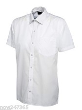 Mens Plain Short Sleeve Shirt Formal Work Casual Collar 14.5 - 19.5 All Sizes
